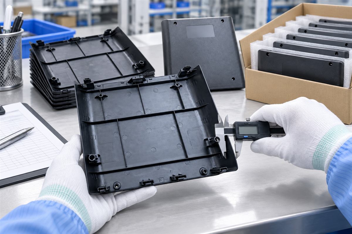 Dimensional inspection and protective packaging of PP charging dock back covers